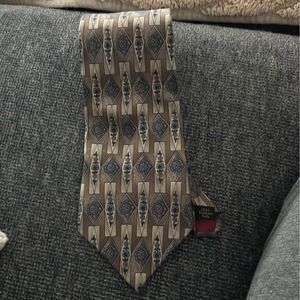Requirements Men's Gray Blue Geometric Pattern Silk Tie